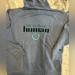 Like New Slate Blue Hoodie “Be a Nice Human”